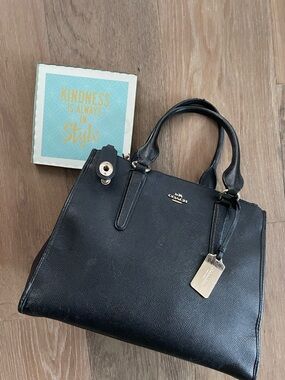 Coach Pebbled Leather Crosby Turnkey Carryall - Black